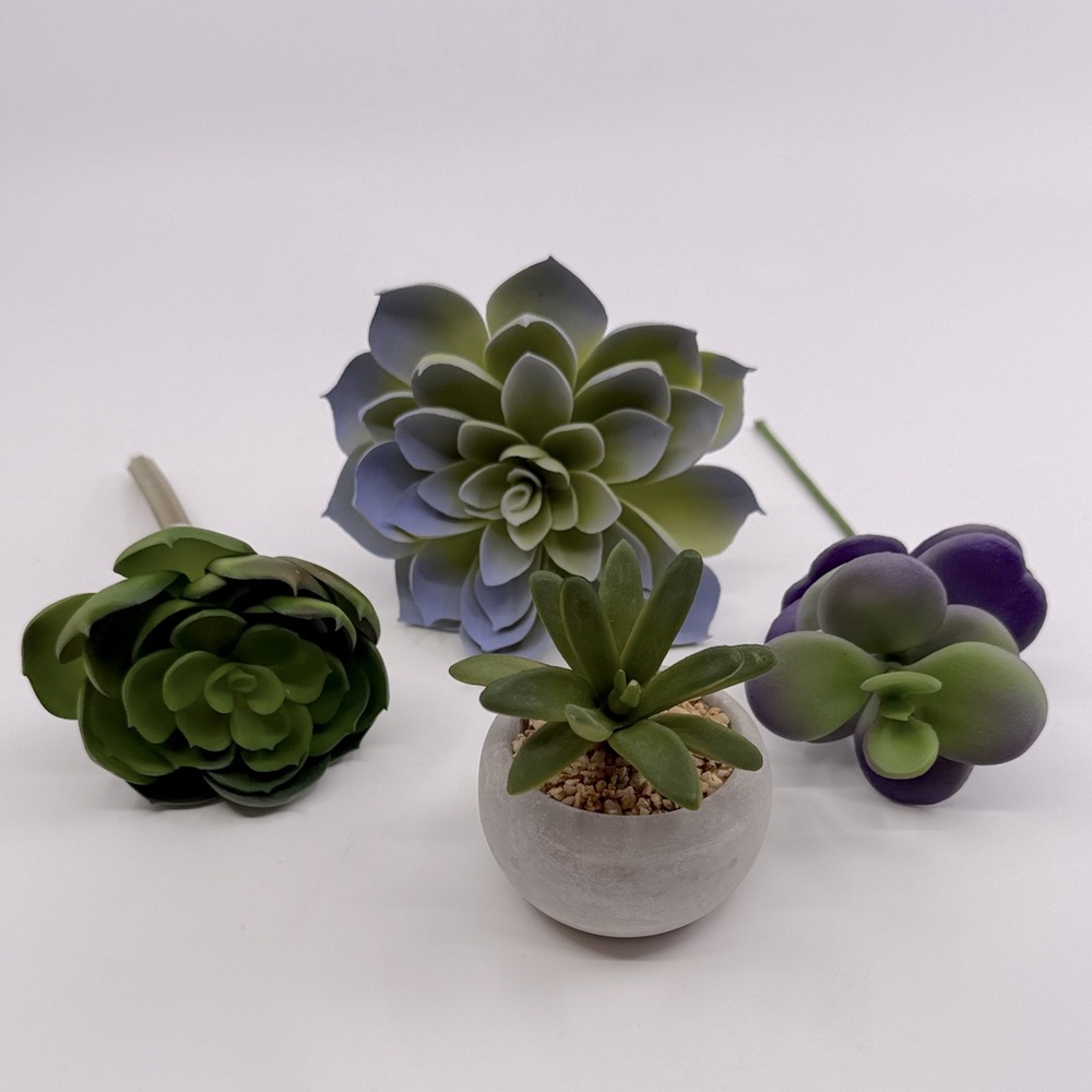 Elegant Green and Purple Faux Succulent Arrangement